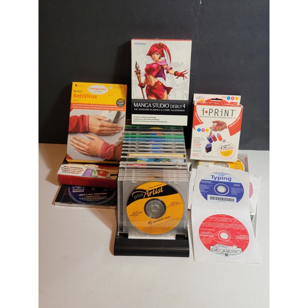 32 PC Art & Creator Software Lot Sierra Manga Studio Clip Art Drawing CD-ROM